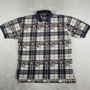 Vintage‎ Tabasco Polo Shirt Men's Large Plaid Golf Club All Over Print Casual